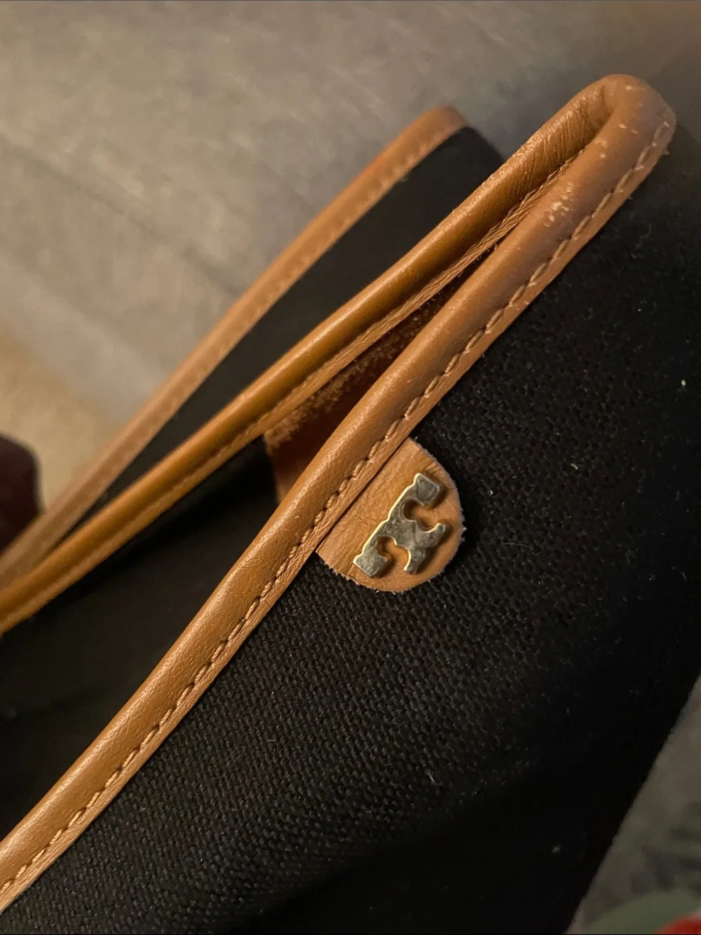 Tory Burch Black and Tan Espadrille Wedge Flats
